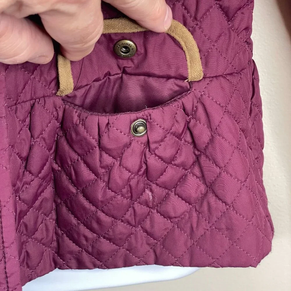 Gymboree Old Money Equestrian Quilted Jacket Girl Medium Burgundy Pockets Preppy